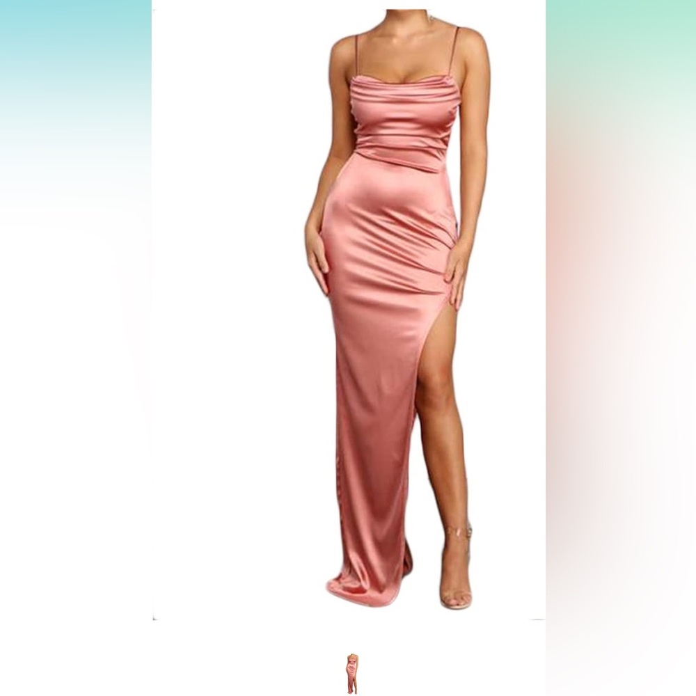 EVERYTHING MUST GO. Elegant Satin Pink Evening Gown